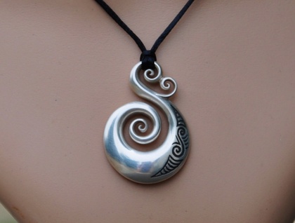 Sterling silver Koru Pendant with Maori Love symbol
